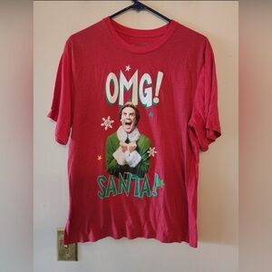 Elf OMG! Santa! Red Christmas T Shirt Will Ferrell Size Medium